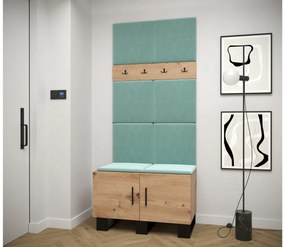 Set mobilier pentru hol Amanda 4 (Stejar artisan + verde). 1085886