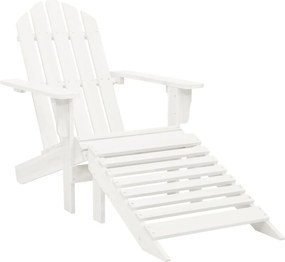 vidaXL Scaun de grădină cu taburet, alb, lemn