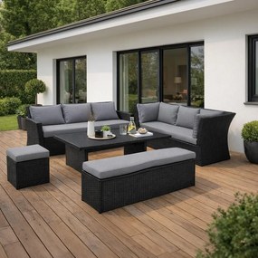 Set mobilier de grădină pentru familie Avenberg CORSICA negru/gri