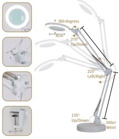 Lampă LED dimabilă de masă cu lupă LED/12W/5V 3000/4200/6000K alb Brilagi