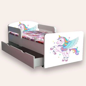 Pat Pentru Fete Unicorn Cu Manere Mare 2-12 Ani Cu Sertar Cu Saltea Inclusa 160x80 Cmg46521018712404