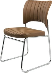 Scaun vizitator maro HRC 613 din piele ecologică și cadru cromat