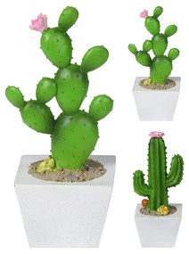 Planta decor cactus, 7x7x17 cm, alb/verde, disponibila in 2 variante