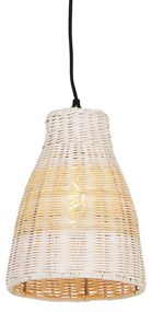 Lampă suspendată de țară albă cu lemn de 20 cm - Burn Rattan
