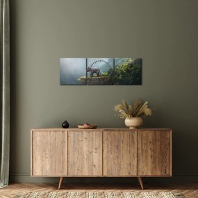 Tablou - Elefant în vârful Taj Mahalului (cu ceas) (90x30 cm)