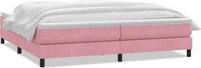 vidaXL Pat box spring cu saltea, roz, 180x210 cm, catifea