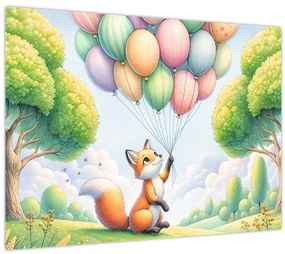 Tablou pe sticlă – Vulpe fericită (70x50 cm)