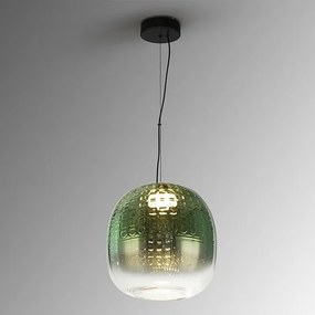Lustra, Pendul LED modern sticla verde Mares 29cm