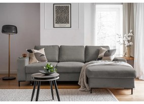 Colțar gri extensibil cu tapițerie din catifea reiată (cu colț pe partea dreaptă) Lofty Lilly – Miuform