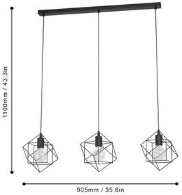 Eglo 43361 - Lustră pe cablu STRAITON 3xE27/60W/230V