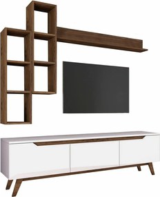 Perete TV Mia Walnut and White