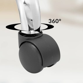 Casaria Taburet pe roți cu spătar ROLAND, Ø35cm, negru