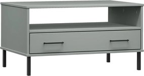 vidaXL Măsuță cafea picioare metalice gri 85x50x45cm lemn masiv "OSLO"
