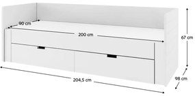 Pat de o persoană 90 cm Anatomy (Alb) (cu somieră). 1101133