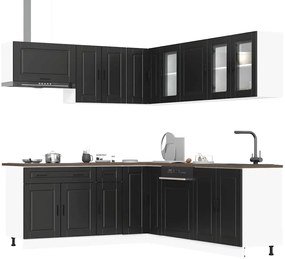 vidaXL Set dulap de bucătărie 11 piese „Porto” lemn negru prelucrat