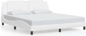 vidaXL Cadru de pat fără saltea, Zadar, alb, 180x200 cm, piele ecologică