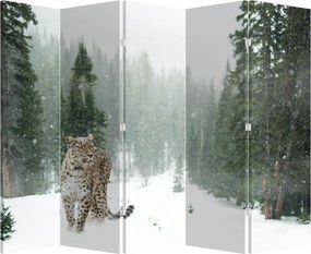 Paravan - Leopard în zăpadă (210x170 cm)