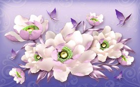 Fototapet 3D, Floarea roz pe un fundal  violet Art.05371