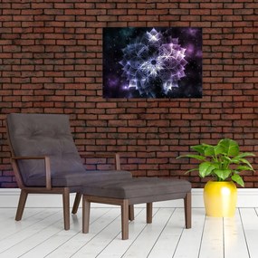 Tablou pe sticlă - Mandala Lotus în spațiu (70x50 cm)