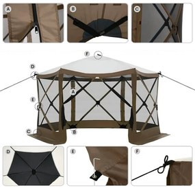 Cort camping impermeabil pentru 8 persoane, cu depozitare si plasa de tantari