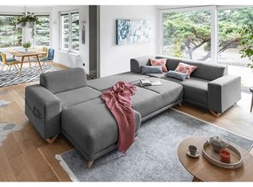 Colțar gri extensibil/cu spațiu de depozitare (cu colț pe partea dreaptă/în formă de "U") Classy Sophie – Miuform