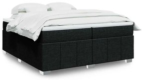 vidaXL Pat box spring cu saltea, negru, 200x200 cm, textil