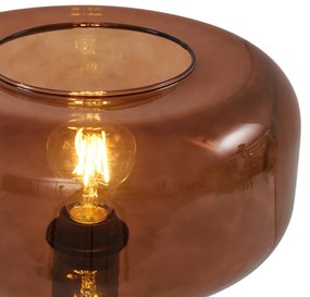 Lampă de masă retro neagră cu sticlă bronz - Bizle