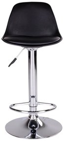 Taburet de bar Trondheim, piele PU, negru, picioare cromate
