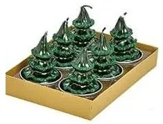 Set 6 lumanari Green Tree 4x5x4 cm