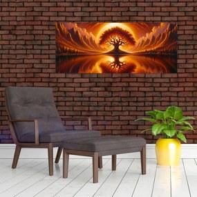 Tablou – Arbore în soare sângeriu (120x50 cm)