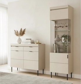 Comodă cu două uși Sentia 105 cm cu două sertare - cașmir / negru