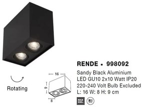 Spot aplicat tavan ajustabil RENDE 2L negru
