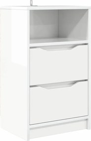 vidaXL Noptieră cu sertar Alb lucios 40 x 30 x 467 cm Lemn compozit