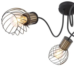 Plafoniera cu 3 spoturi design industrial ARGUSTO negru, auriu