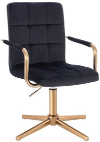 HC1015PCROSS Scaun Neagră Catifea cu Bază Aurie