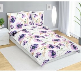 Bellatex Lenjerie de pat din bumbac Violet cuflori, 140 x 200 cm, 70 x 90 cm