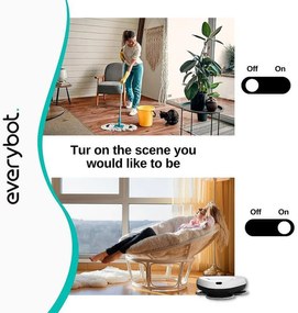 Robot curatare podele Everybot TS300, 27W, 300 ml, Umeda/uscata, Autonomie pana la 200 min, 6 moduri, Senzor anti-cadere/coliziune, Alb