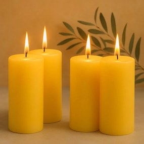 Set de lumânări stâlp, 25 cm, Ø 10 cm, galben, 4 buc.