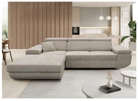 Canapea colțar extensibilă L CASTELO, cu spațiu de depozitare, stânga, gri