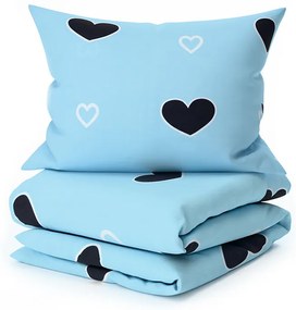Lenjerie de pat din bumbac albastru CORAZON Dimensiune lenjerie de pat: 70 x 90 cm | 140 x 200 cm