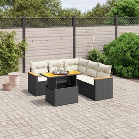 3273072 vidaXL Set mobilier de grădină cu perne, 6 piese, negru, poliratan