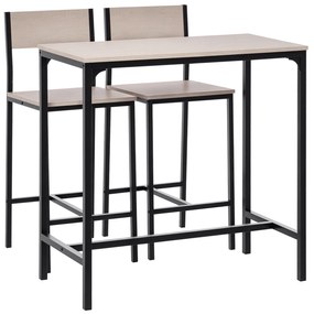 HOMCOM Set de Bar Bartisch cu 2 Taburete cu Spătar înalt pentru Bucătărie, Natural | Aosom Romania