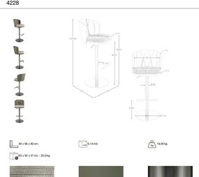 Scaun de bar pivotant cu inaltime reglabila Stool verde inchis