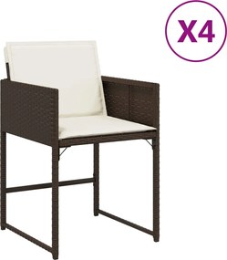 vidaXL Scaune de grădină cu perne, 4 buc., maro, poliratan