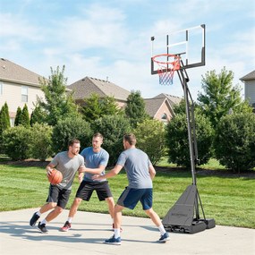 SPORTNOW Coș de Baschet Portabil pentru Exterior, Reglabil 2,45-3,05 m, Panou Rezistent la Șocuri, Reglare cu Manivelă | Aosom Romania