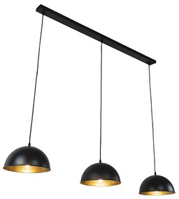 Lampă suspendată industrială neagră cu 3 lumini aurii - Magnax