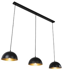 Lampă suspendată industrială neagră cu auriu 3 lumini - Magnax