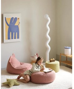 Fotoliu puf pentru copii roz cu tapițerie din țesătură bouclé Bear – Wigiwama