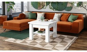 Masă extensibilă CALEB cu blat rabatabil, albă