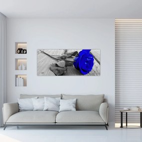 Tablou - Trandafir albastru (120x50 cm)